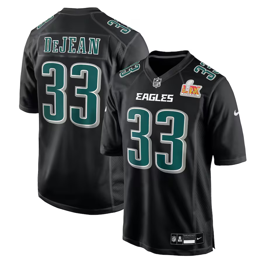 Men's Philadelphia Eagles Cooper DeJean #33 Carbon Black Super Bowl LIX Jersey